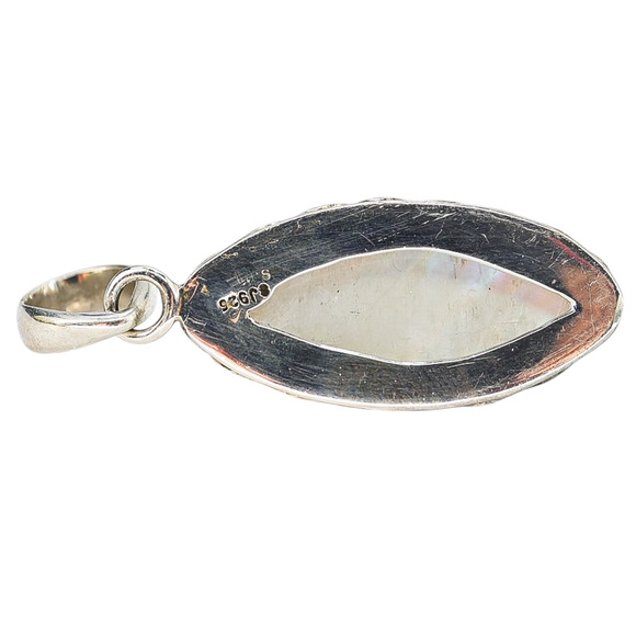 Vintage Rainbow Moonstone Pendant – Sterling Silver SJ925, Marquise Cabochon - Picture 8 of 8